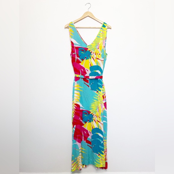 N Natori Bora Bora Tank Dress Aqua Blue Tropical Floral Medium NWT - Picture 8 of 15